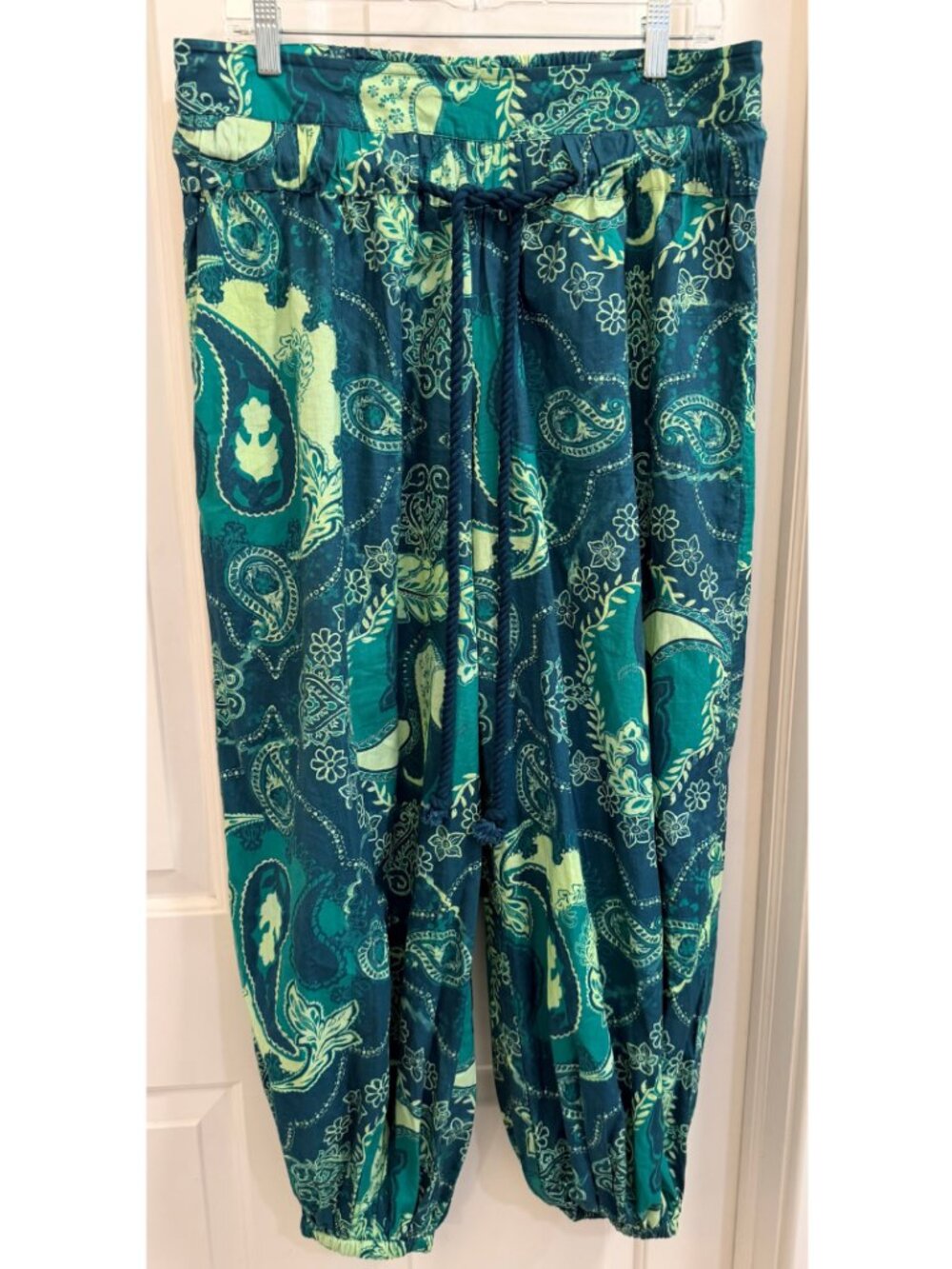 Free People Paisley Harem Pants Medium Boho Cotton Joggers